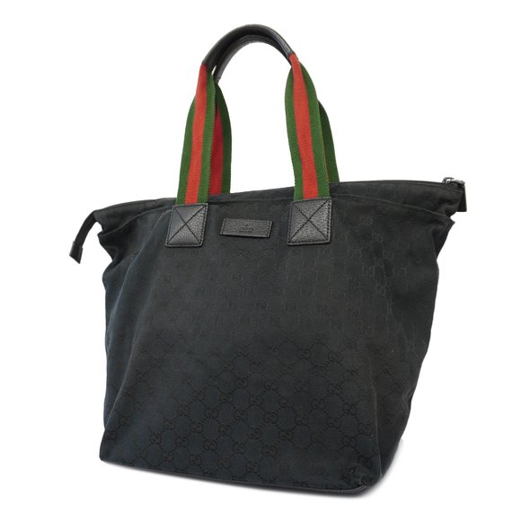 GUCCIAuth  Sherry Line 131231 Women's GG Canvas Tote Bag Black - Picture 1 of 9
